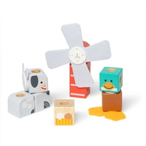 Melissa & Doug Blockables Farm Friends Snap And Play, Mix And Match Connectable Wooden Building Blocks Play Set Toy for Preschool Boys And Girls (16 Pcs)