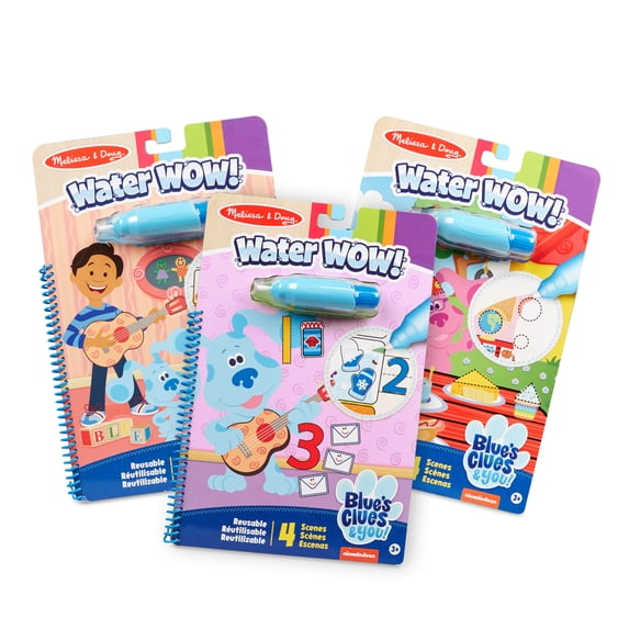 Melissa & Doug Blue’s Clues & You! Water Wow! 3-Pack – Alphabet, Counting, Shapes Water Reveal Travel Activity Pads