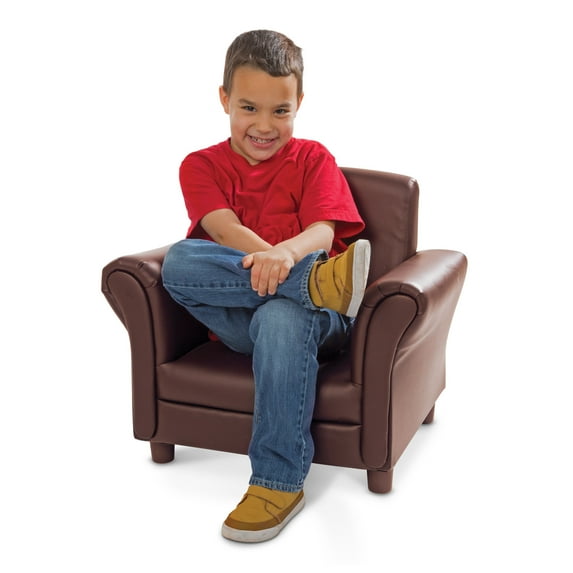 Melissa & Doug Brown Coffee Faux Leather Child’s Armchair (Kid’s Furniture, 23”L x 17.5”W x 18.3”H)