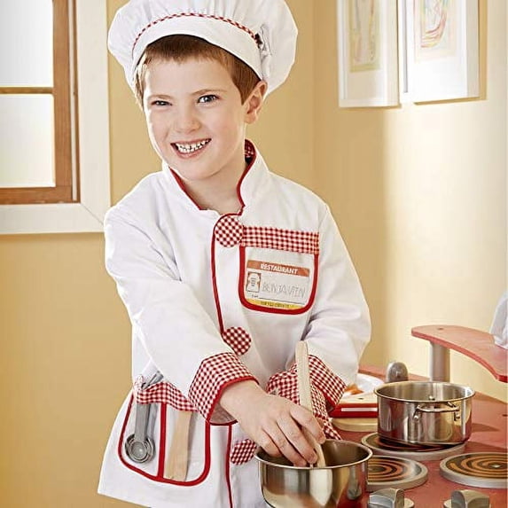Melissa & Doug Chef Role-Play Costume Set (Pretend Play, Materials, Machine-Washable, 17.5 H x 24 W x 0.75 L)
