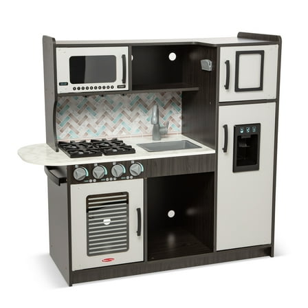 Melissa & Doug Chef's Wooden Pretend Play Kitchen for Kids With “Ice” Cube Dispenser – Charcoal Gray - FSC Certified