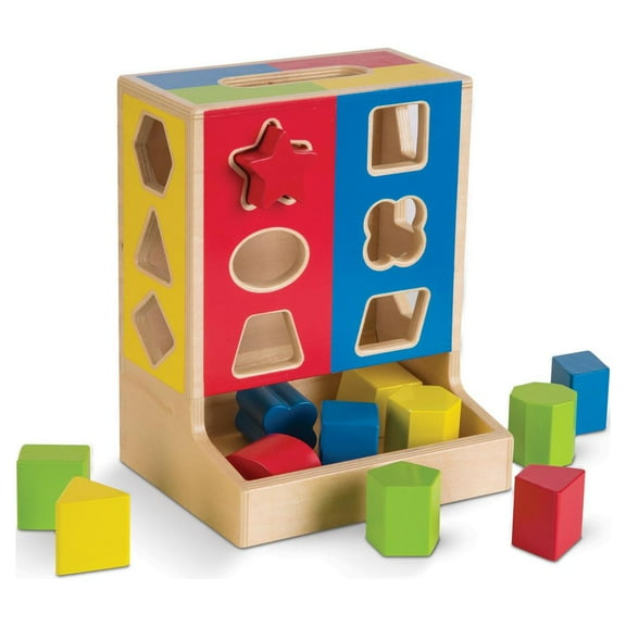 Melissa & Doug Color Blocks Wooden Shape Sorter (12 shapes)