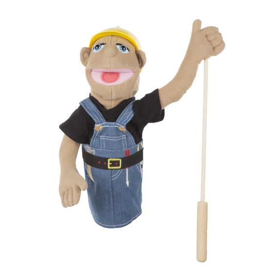 Melissa & Doug Construction Worker Puppet With Detachable Wooden Rod for Animated Gestures