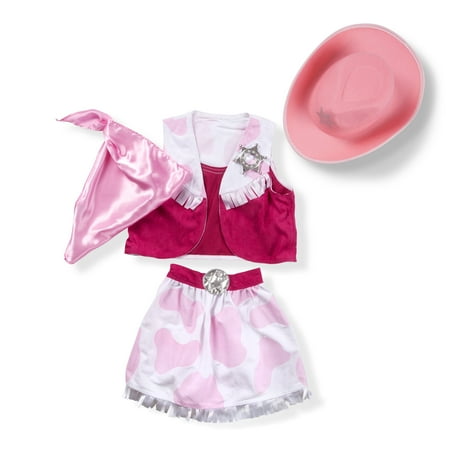 Melissa & Doug Cowgirl Role Play Costume Set (5pcs) - Skirt, Hat, Vest, Badge, Scarf