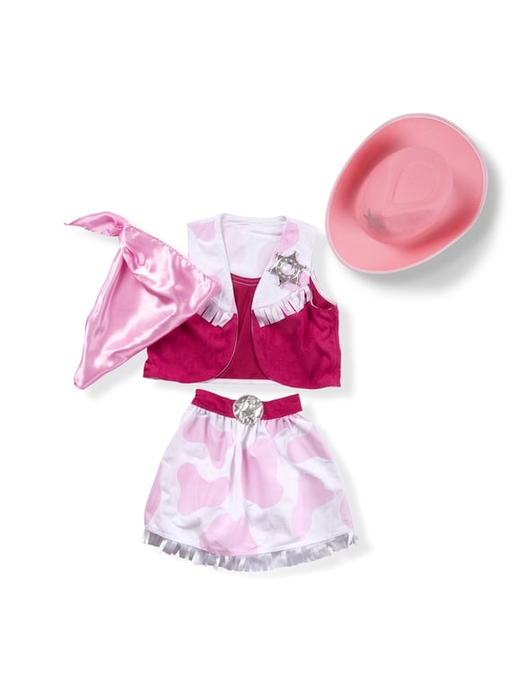 Cowgirl Role Play Costume Set (5pcs) - Skirt, Hat, Vest, Badge, Scarf