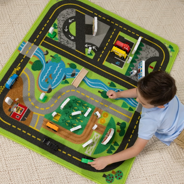 Melissa & Doug Create a Town Activity Rug Play Set, with 25 Wooden