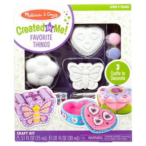 Melissa & Doug Created by Me! Favorite Things Craft Kit Set: Paint-Your-Own Flower and Heart Treasure Boxes and Butterfly Bank for Kids