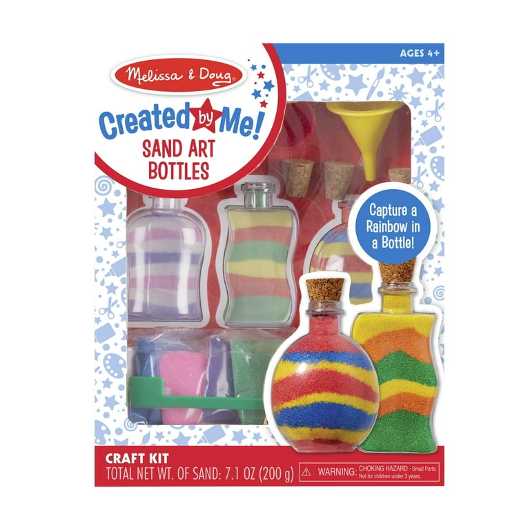 Melissa Doug Created by Me Sand Art Bottles Craft Kit 3 Bottles 6 Bags of Colored Sand Design Tool