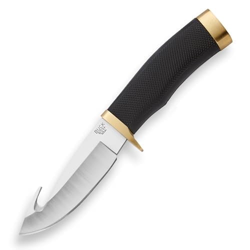 Buck Knives 691 Buck Zipper Hunting Knife, 4-1/4" Drop Point Guthook Blade, Rubber Handle, 6.6 oz