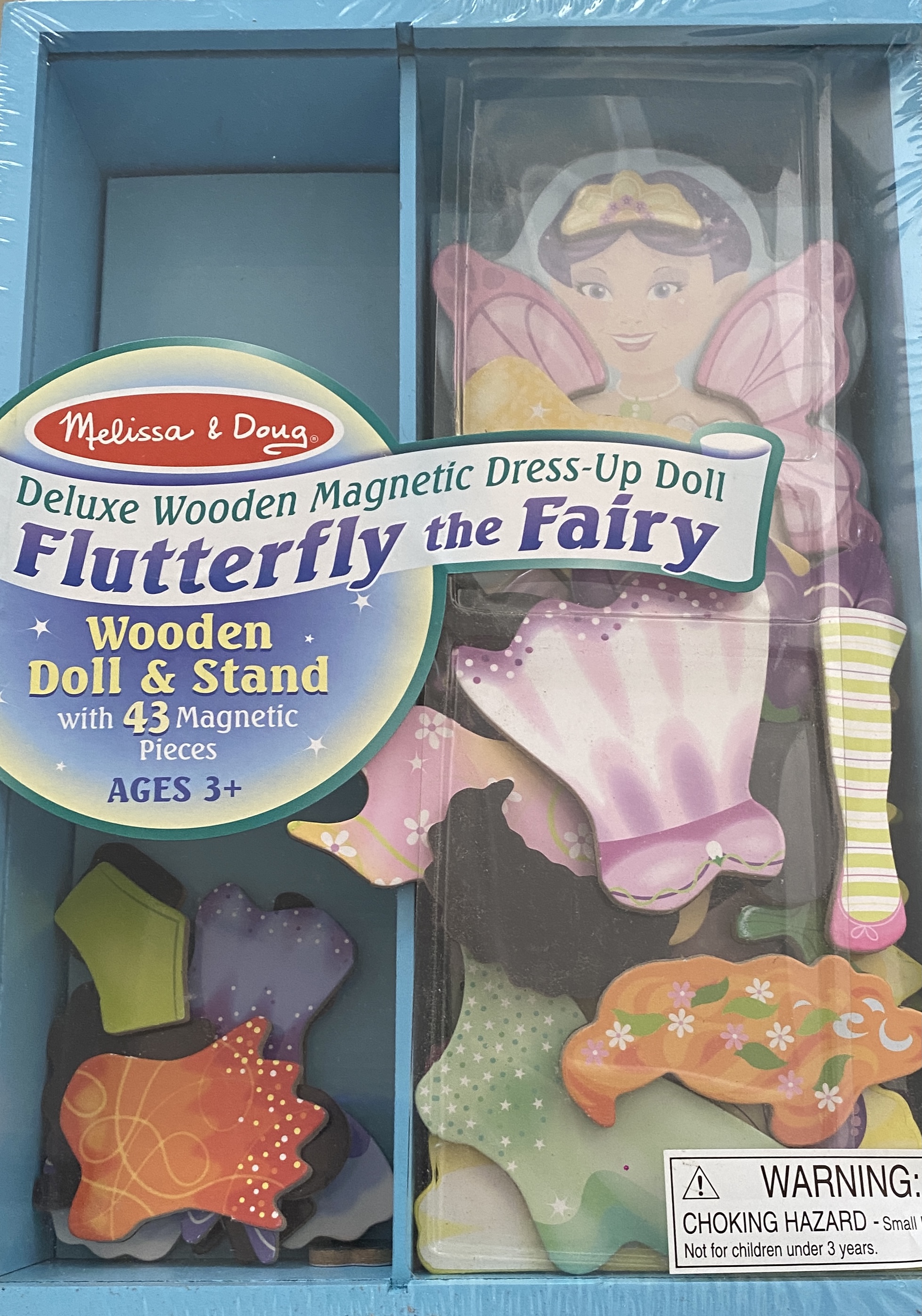 Melissa & Doug Deluxe Wooden Flutterfly the Fairy Magnetic Dress-Up Doll,  Ages 3 