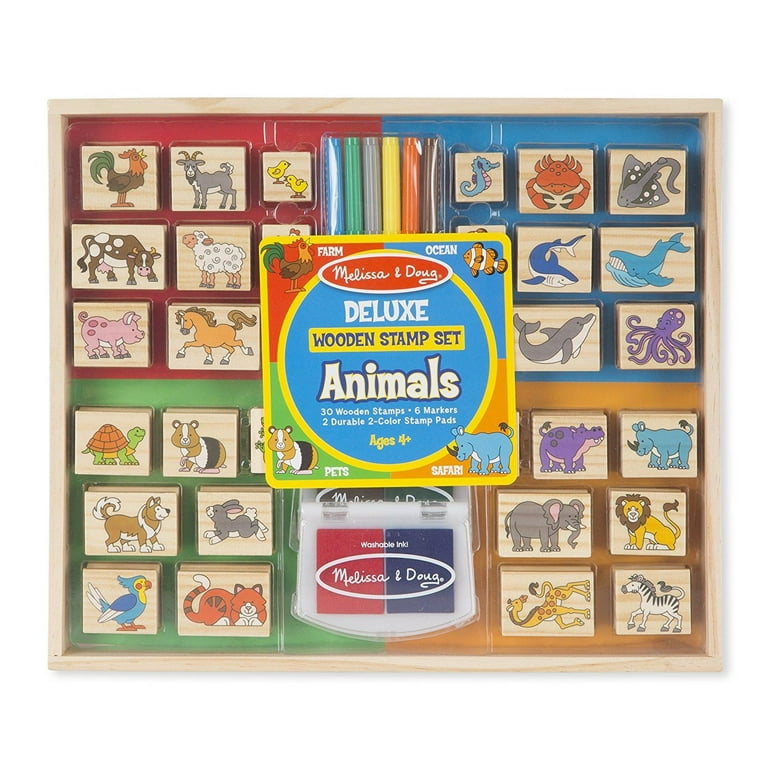 Melissa & Doug ANIMALS-DELUXE Wooden Stamp Set