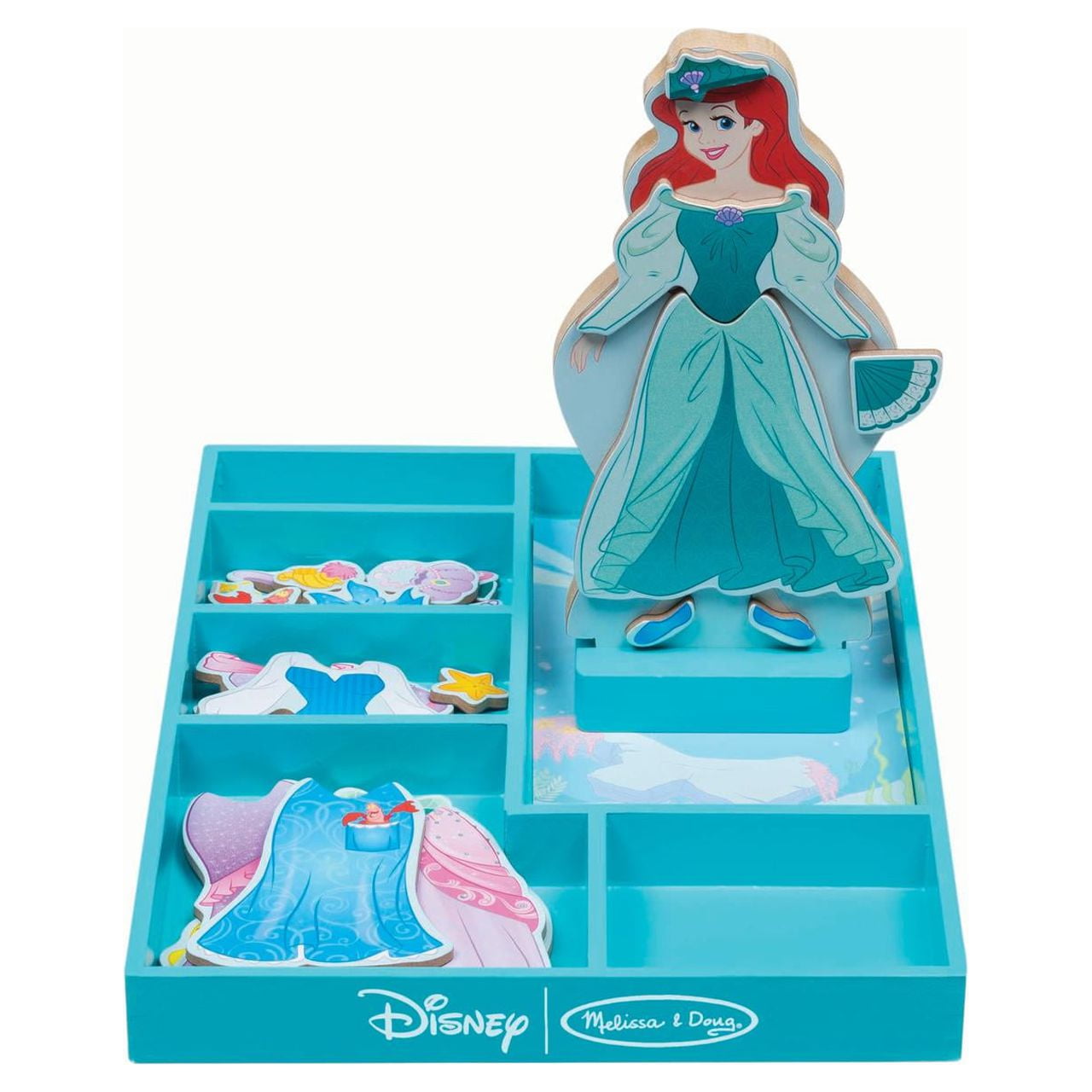 Melissa Doug Disney Ariel Magnetic Dress Up Wooden Doll Pretend