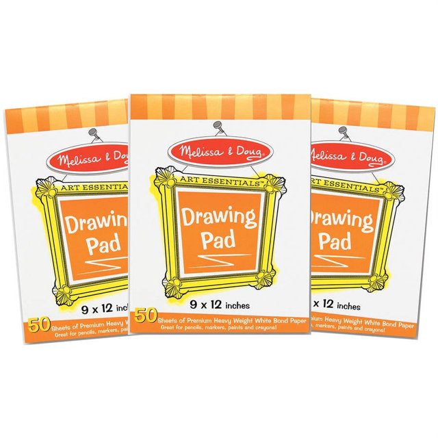 Melissa & Doug Drawing Paper Pad (9 x 12 inches) 50 Sheets, 3Pack