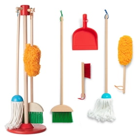 Melissa & Doug Dust! Sweep! Mop! 6-Pc Wood Pretend Play Preschool Cleaning Set - FSC Certified