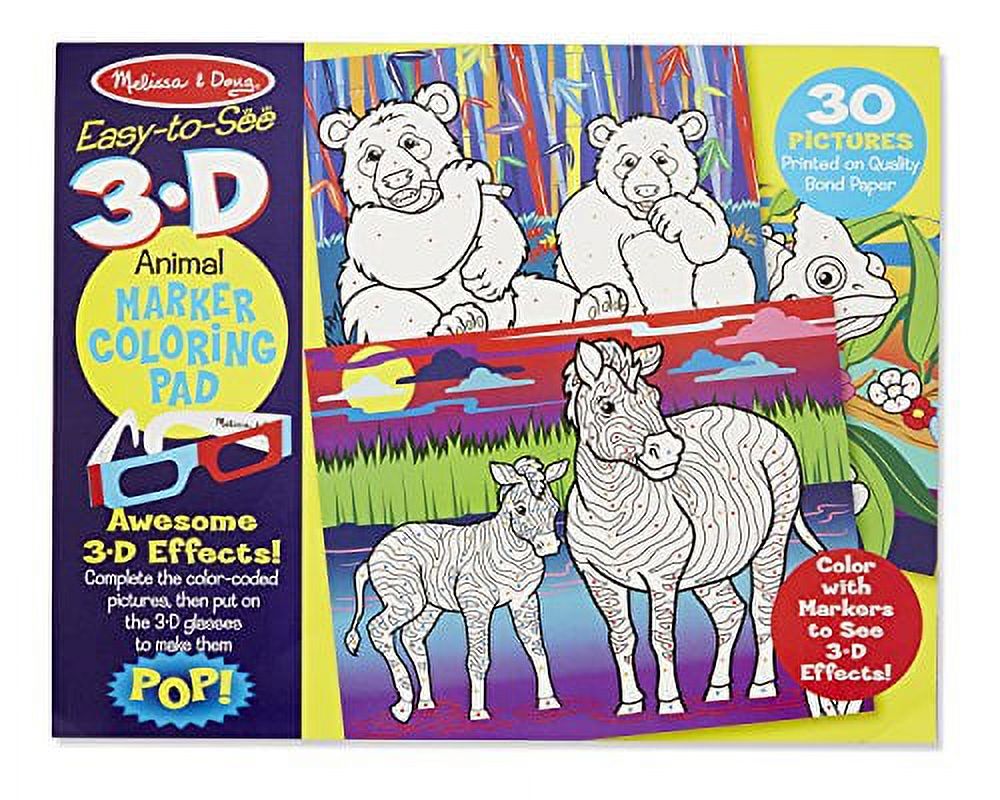 Melissa & Doug Easy-to-See 3-D Coloring Pad, Animals