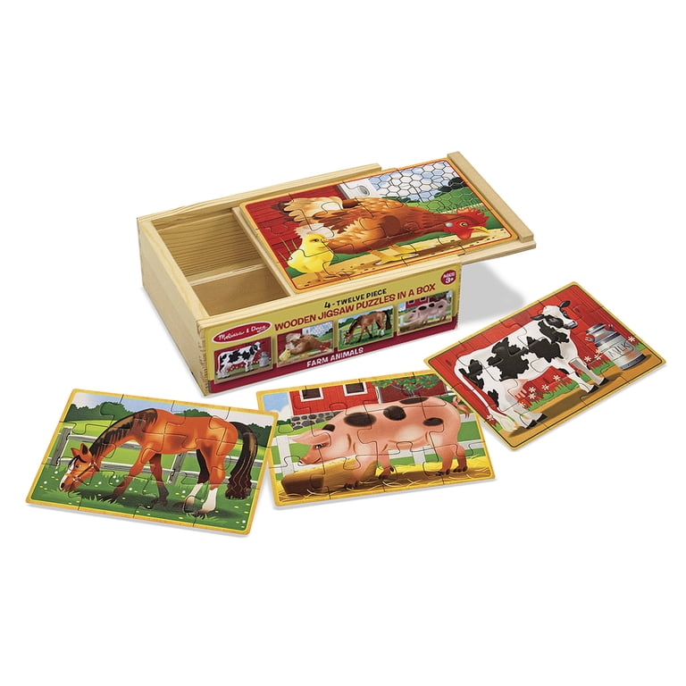 Melissa and Doug, Farm 4-in-1 Wooden Jigsaw Puzzles, 48 pcs