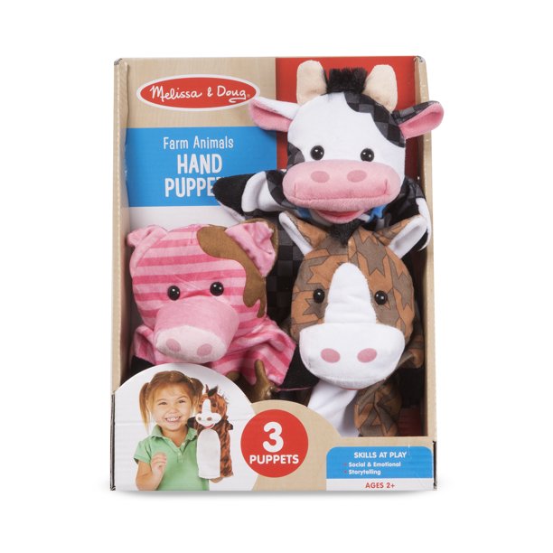 Melissa & Doug Farm Animals Hand 3 Plush Puppets