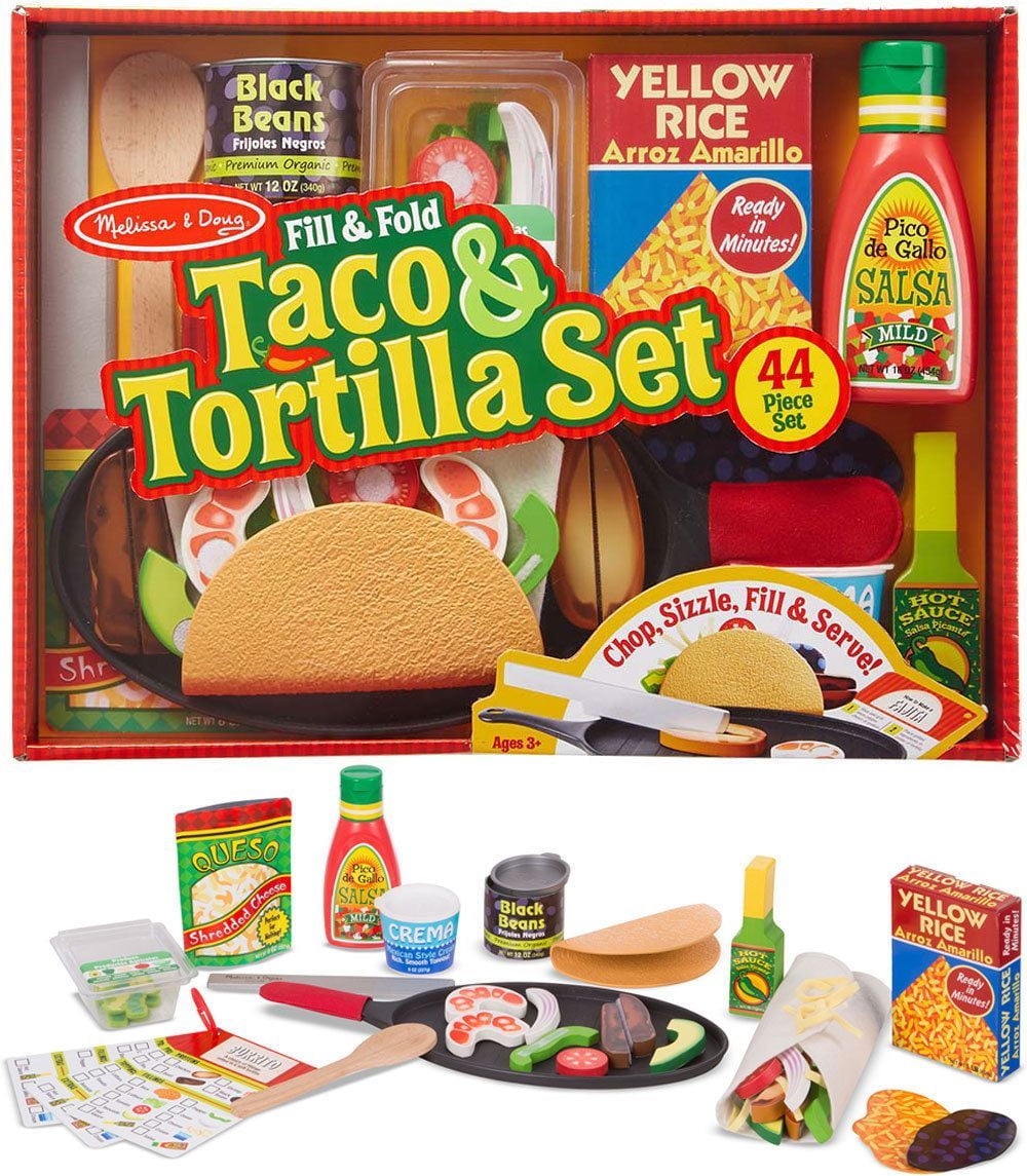 Melissa \u0026 Doug Felt, Wood Taco \u0026 Tortilla Set, Multicolor (43 pieces)