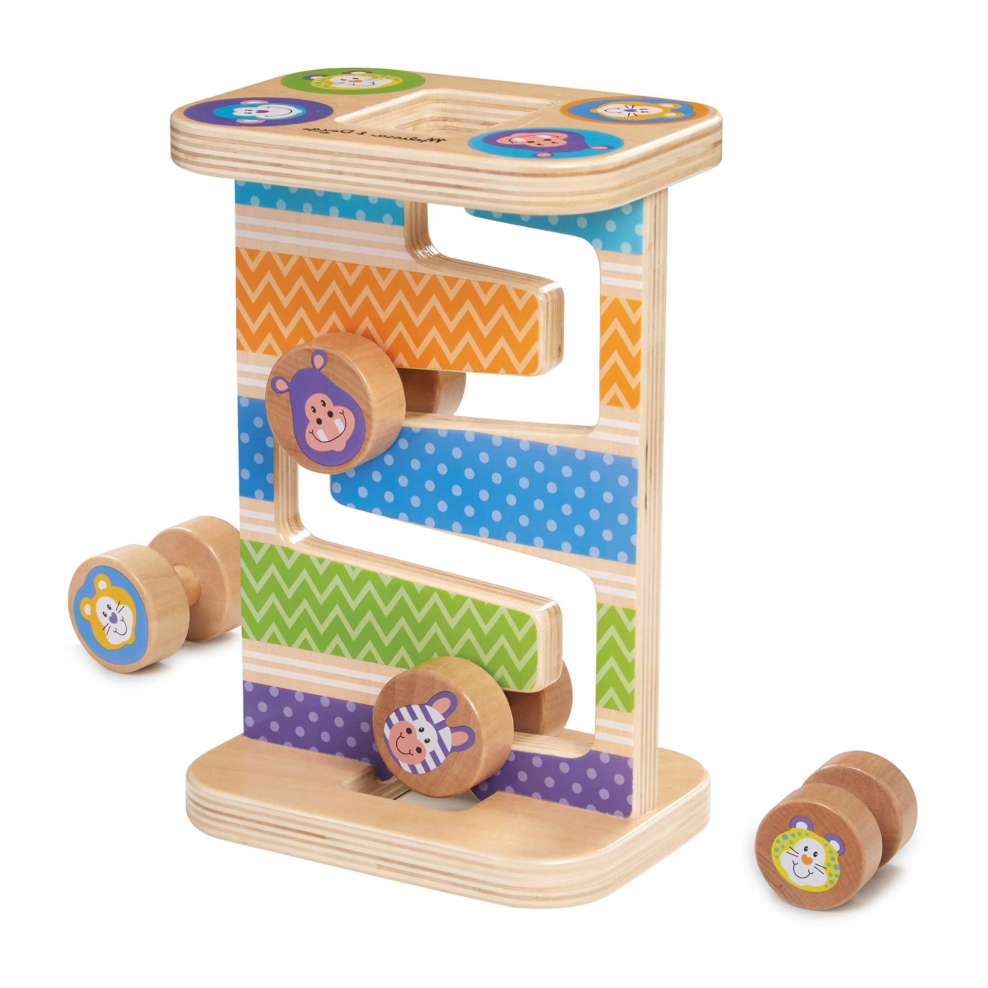 Melissa & Doug First Play Wooden Safari Zig-Zag Tower With 4 Rolling Pieces - image 1 of 10