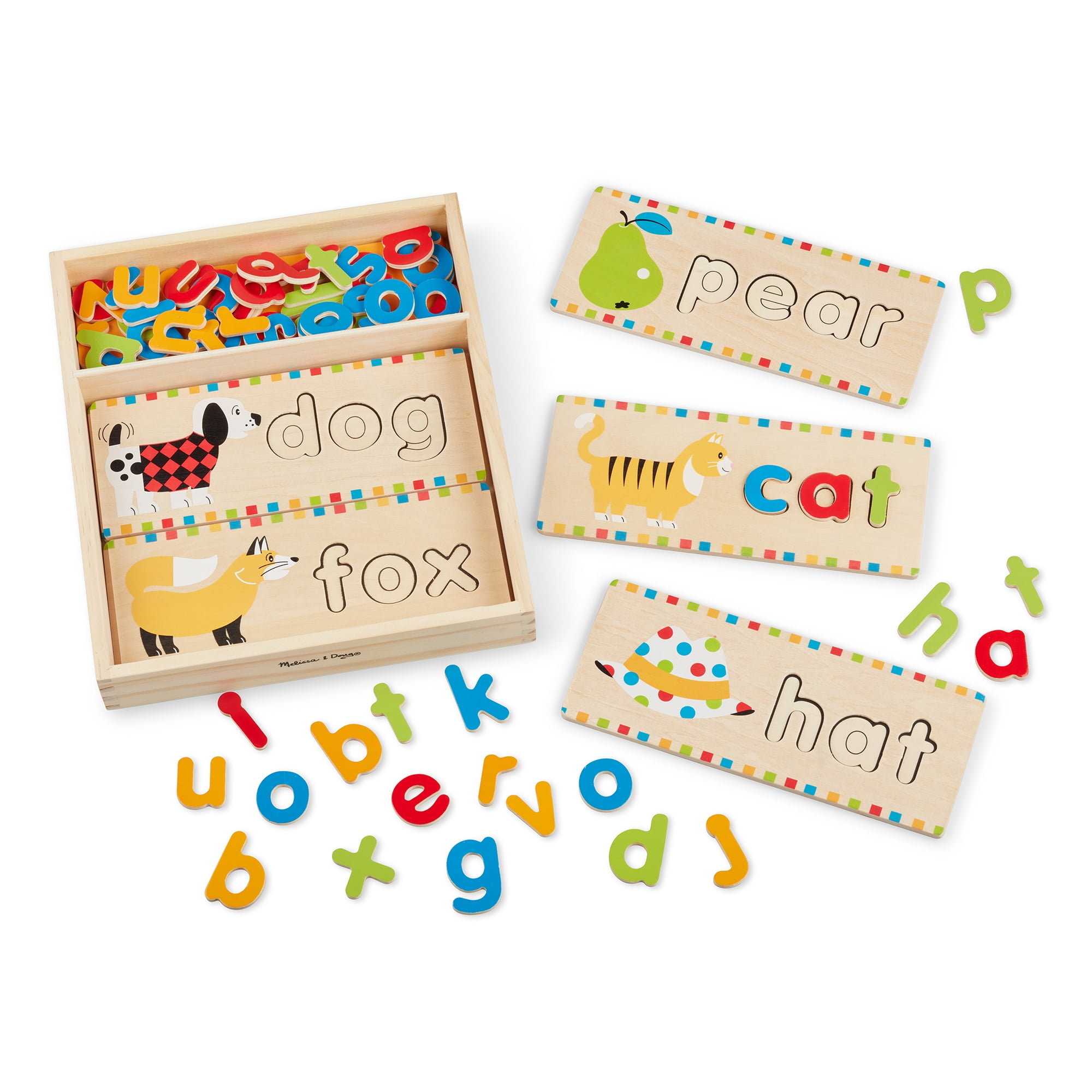 Melissa and Doug First Words Wooden Spelling Boards Letter Matching Activity (69 Pieces) photo picture