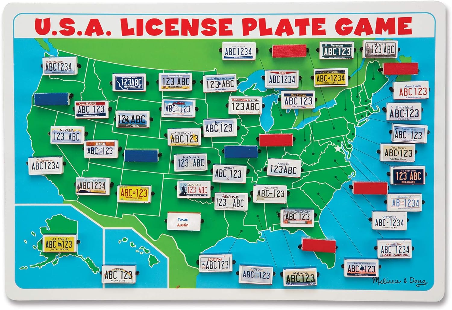 Melissa & Doug Flip to Win Travel License Plate Game - Wooden U.S. Map Game Board - image 1 of 2