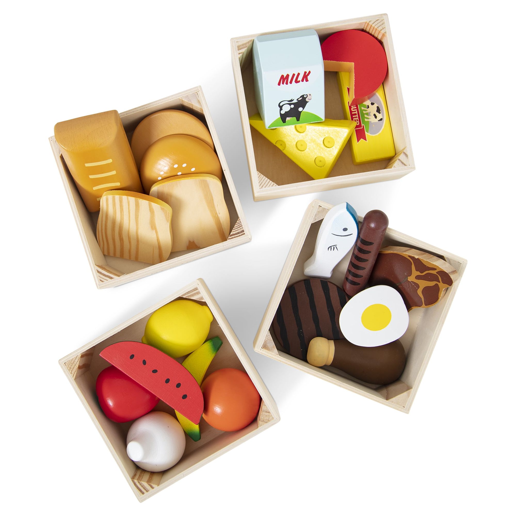 Melissa & Doug Food Groups - 21 Wooden Pieces and 4 Crates, Multi - image 1 of 10