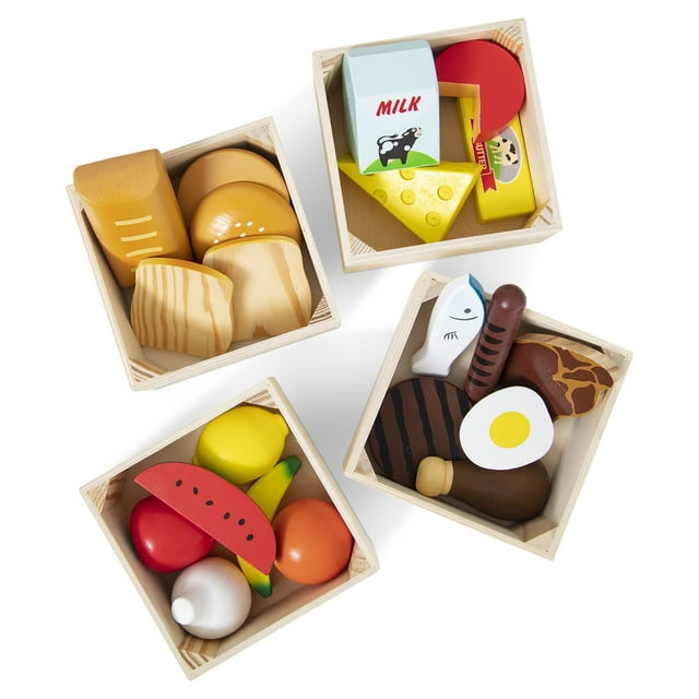Melissa & Doug Food Groups - 21 Wooden Pieces and 4 Crates, Multi