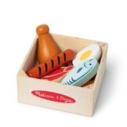 Melissa & Doug Food Groups Wooden Play Food Set Wit Crate – Protein - 5"x5"x2" - FSC Certified