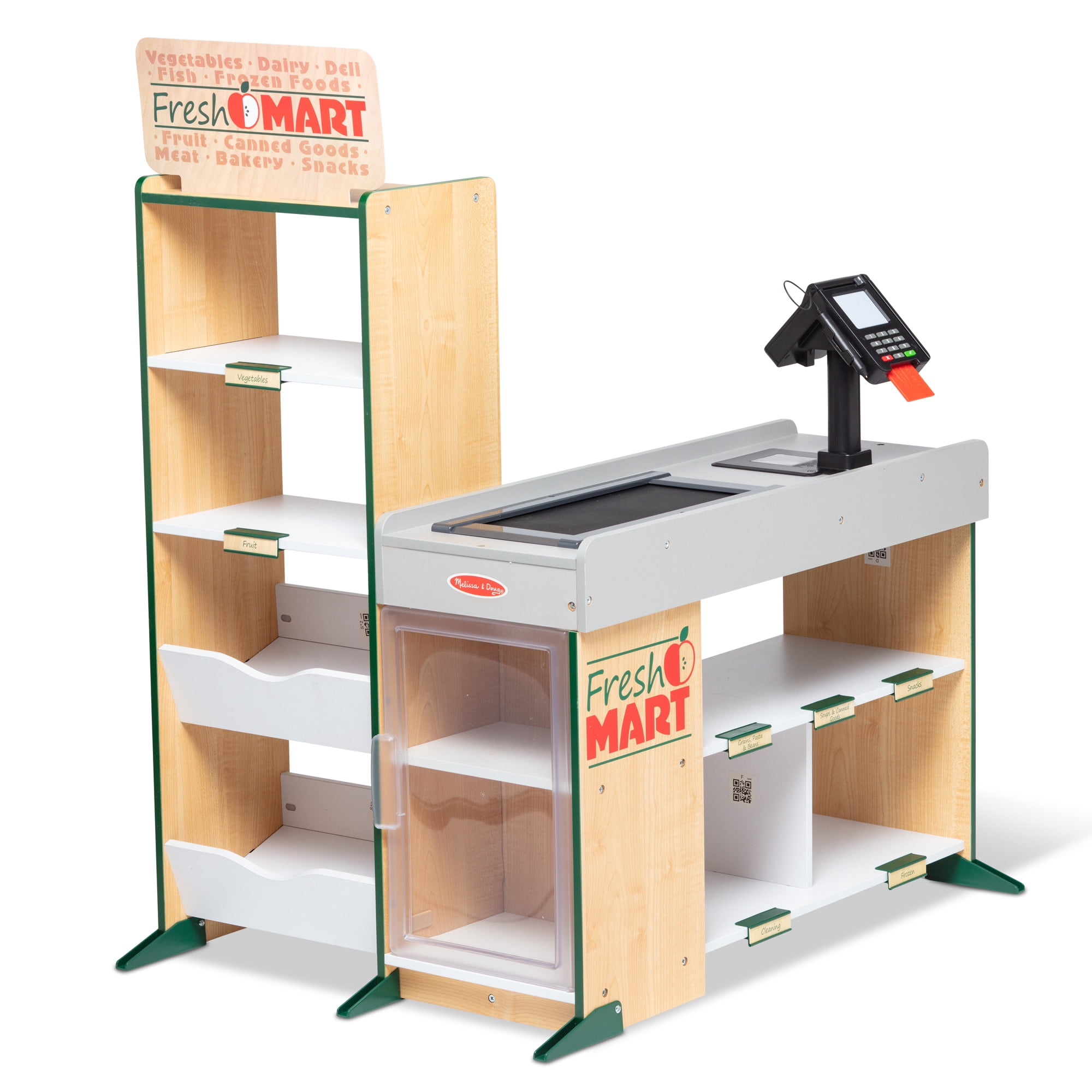 Melissa & Doug Fresh Mart Pretend Grocery Store with Cash Register, Scanner, & Conveyor Belt for Children 3Y+ - FSC Certified
