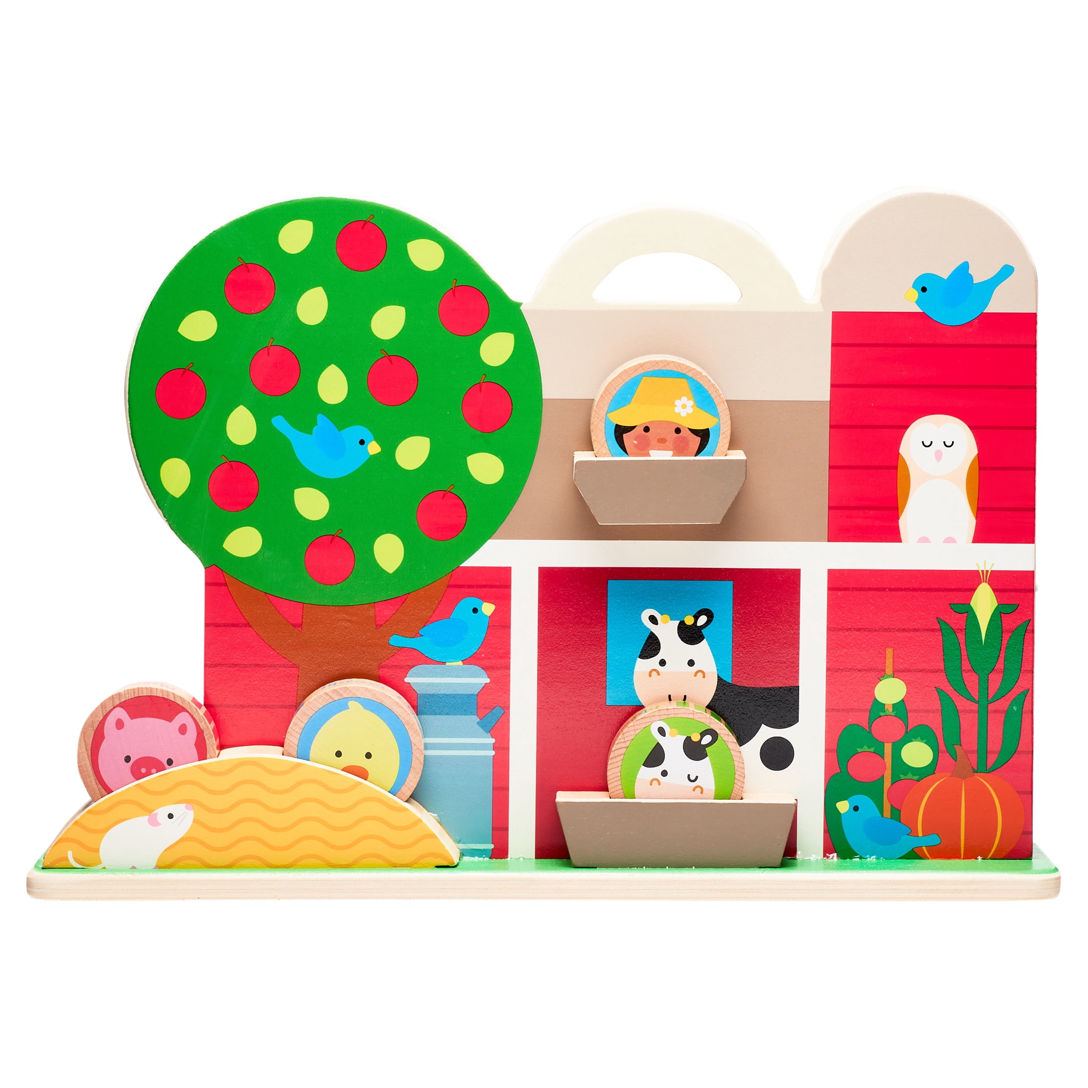 Melissa & Doug GO Tots Wooden Barnyard Tumble with 4 Disks - FSC Certified