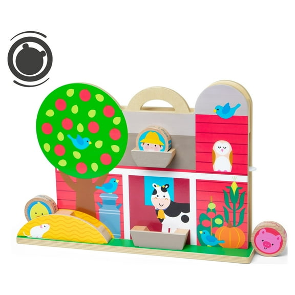 Melissa & Doug GO Tots Wooden Barnyard Tumble with 4 Disks - FSC Certified