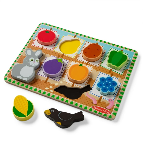 Melissa & Doug Colorful Garden Wooden Chunky Learning Puzzle - 9 Pieces - FSC Certified