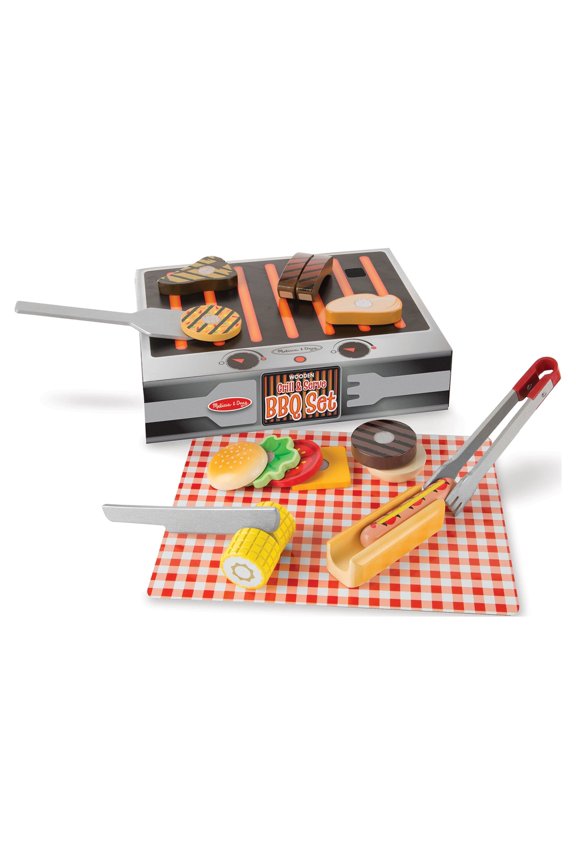 Grill and Serve BBQ Set (20 pcs) - Wooden Play Food and Accessories