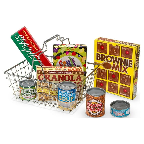Melissa & Doug Grocery Basket - Pretend Play Toy With Heavy Gauge Steel Construction