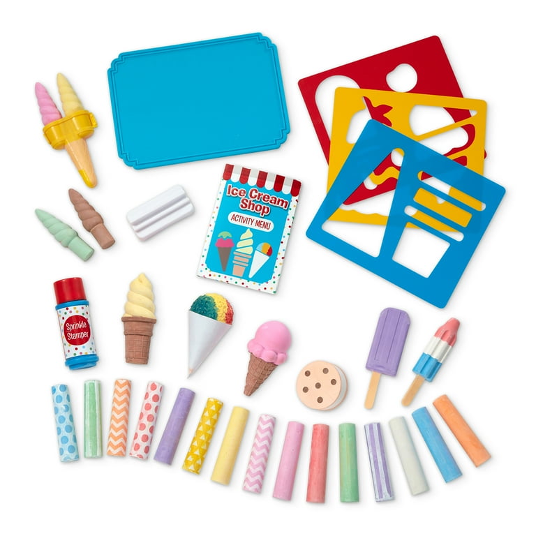  Melissa & Doug Ice Cream Shop Multi-Colored Chalk and Holders  Play Set - 33 Pieces, Great Gift for Girls and Boys : Toys & Games