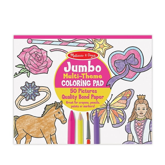 Melissa & Doug Jumbo 50-Page Kids' Coloring Pad Activity Book - Princess and Fairy - FSC Certified