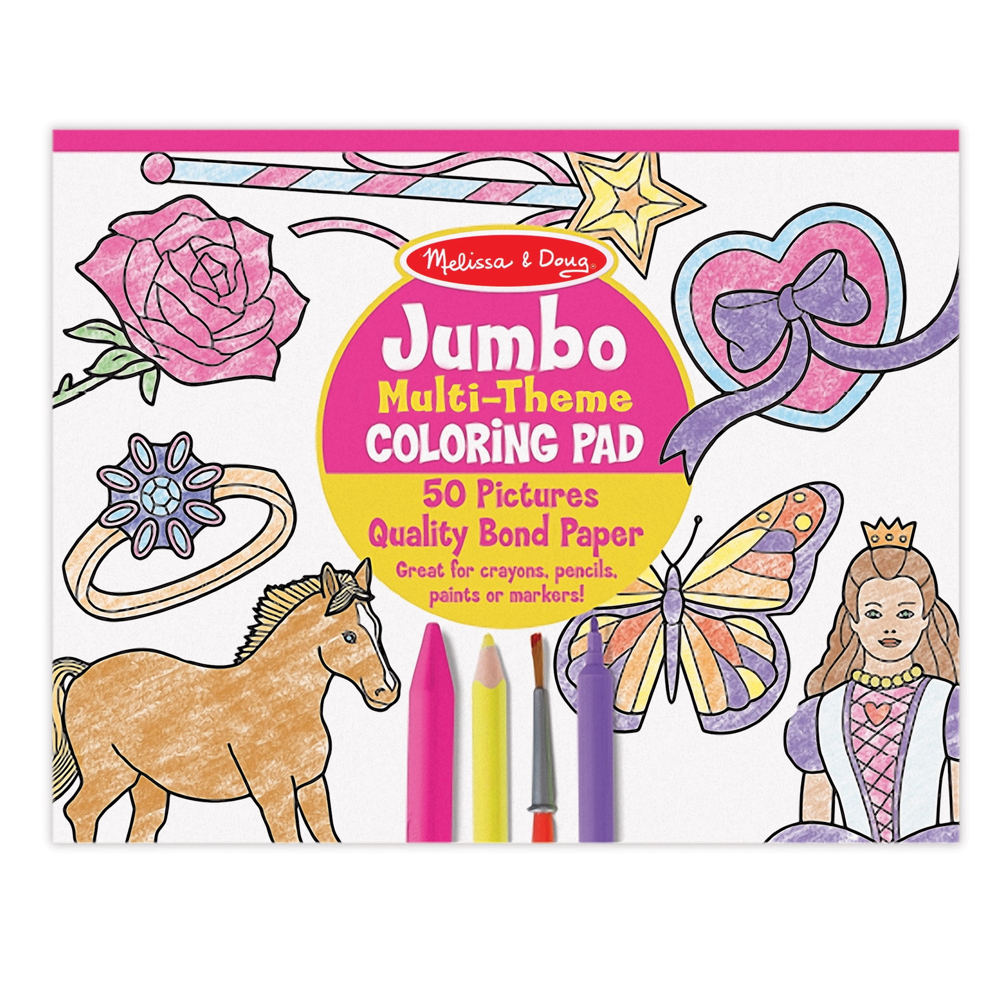 Melissa & Doug Jumbo 50-Page Kids' Coloring Pad Activity Book ...