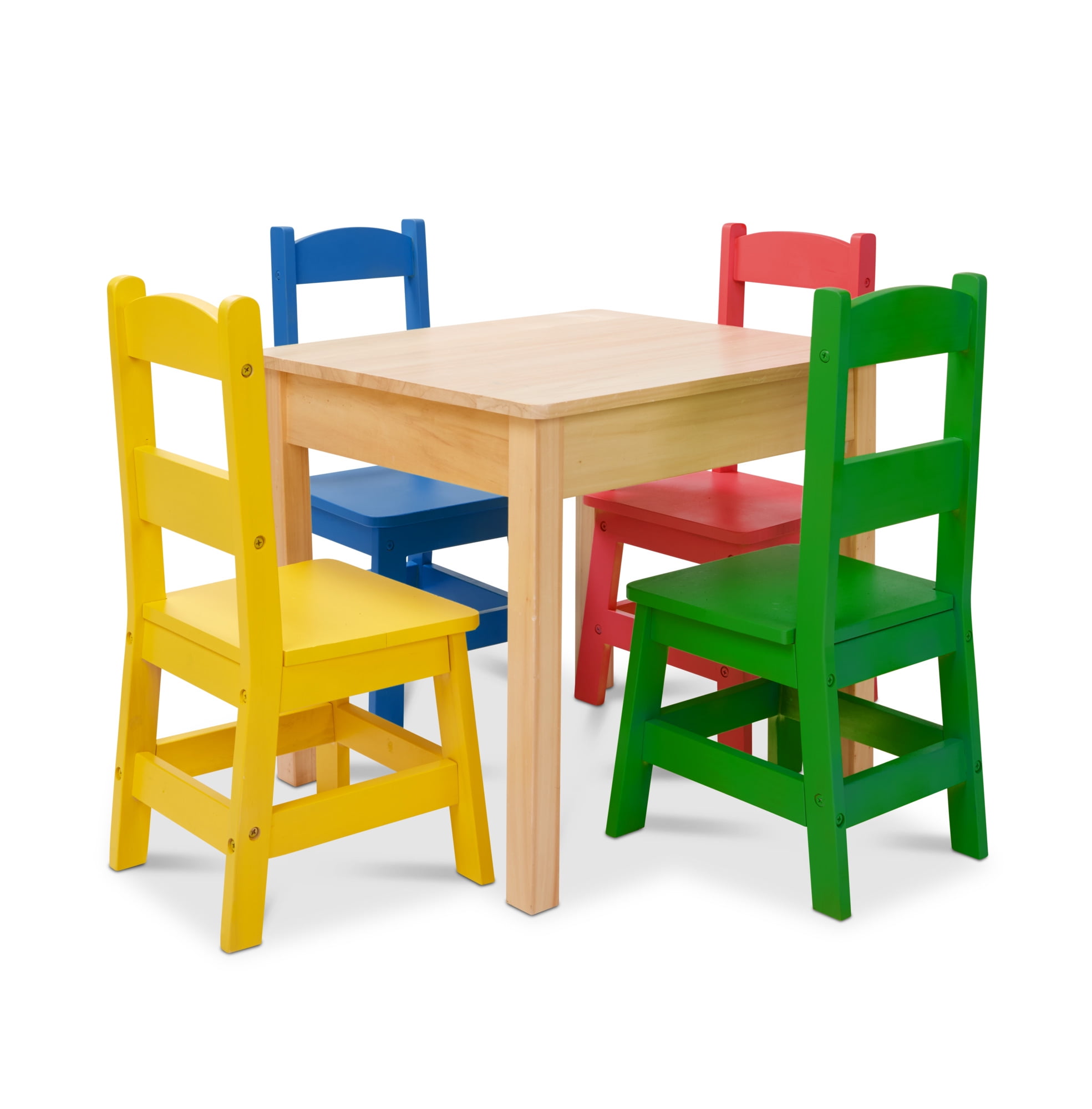 Melissa And Doug Wooden 3-Piece Table and Chair Set, Natural