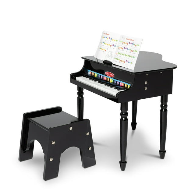 Melissa & Doug Learn-To-Play Classic Grand Piano Toy For Kids With 30 Keys, Color-Coded Songbook, and Non-Tip Bench