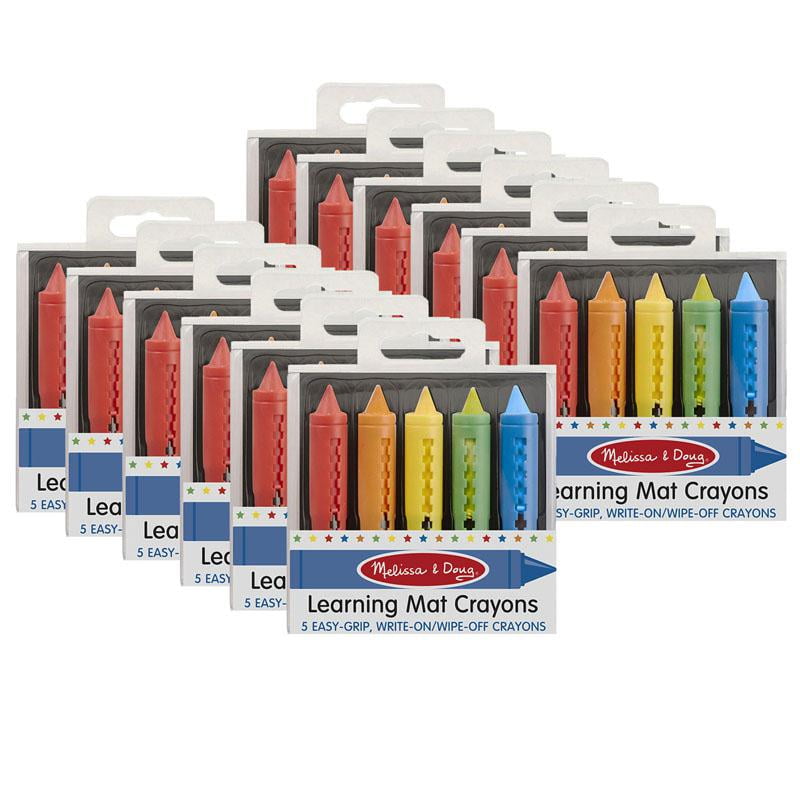 Melissa & Doug Learning Mat Crayons Assorted Colors 5/Pack 12 Packs (LCI4279-12)