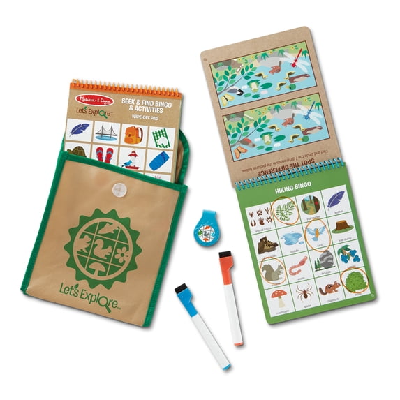 Melissa & Doug Let’s Explore Seek & Find Bingo Play Set – 2 20-Page Reusable Activity Pads, 2 Dry-Erase Markers
