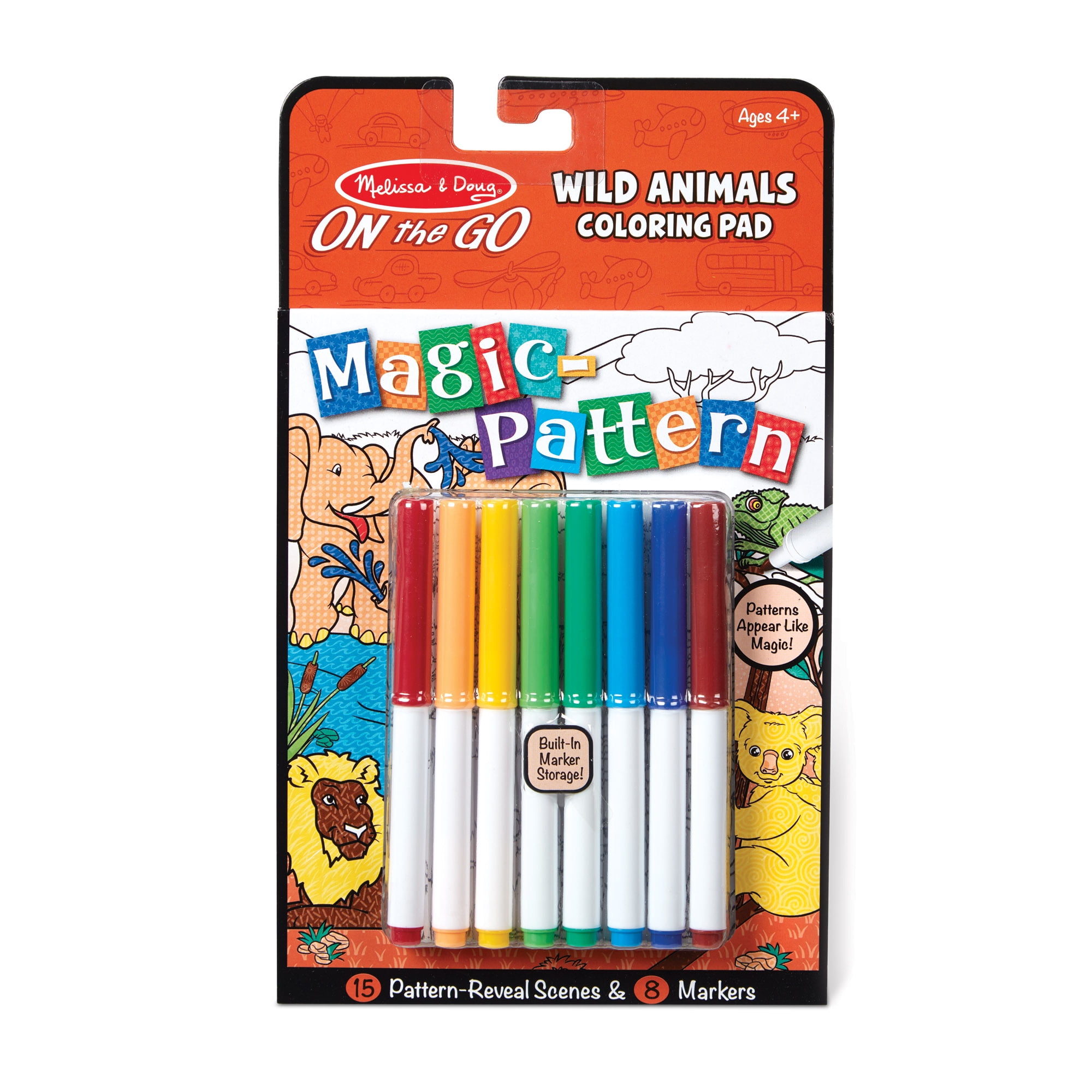 Melissa & Doug Magic-Pattern Kids’ Wild Animals Marker Coloring Pad On ...