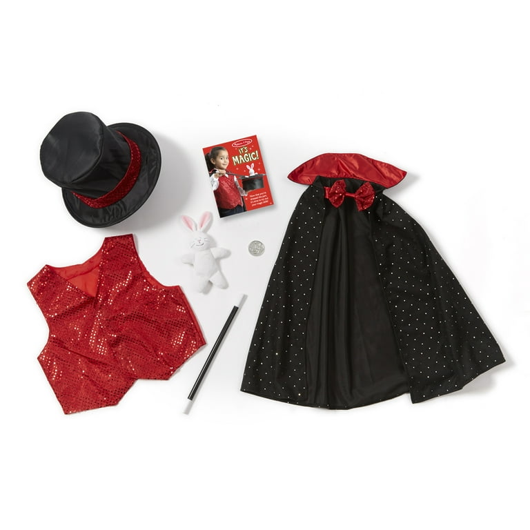 Melissa Doug Magician Costume Role Play Set Includes Hat Cape Wand Magic Tricks Walmart