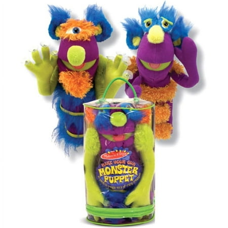 Melissa & Doug Make-Your-Own Fuzzy Monster Puppet Kit With Carrying Case (30 pcs)