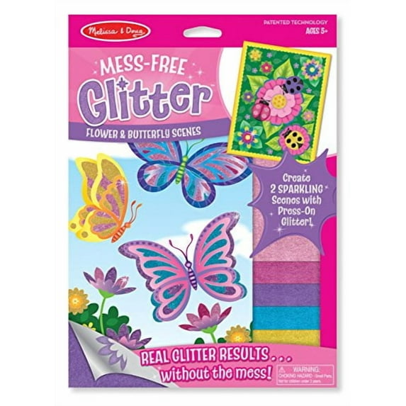 Melissa & Doug Mess-Free Glitter Activity Kit - Flower and Butterfly Scenes