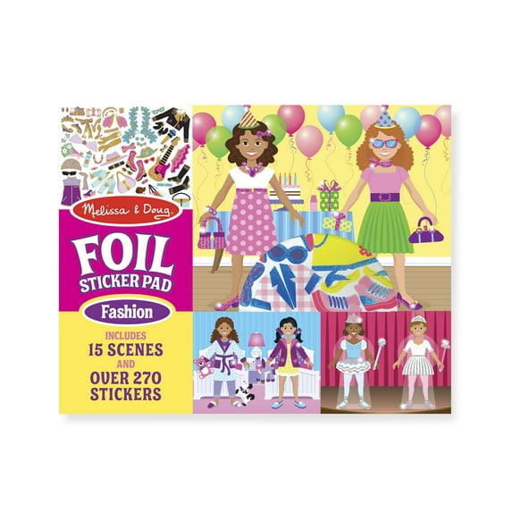 Melissa & Doug Metallic Foil Sticker Pad With Fashion Scenes (270+ Stickers, 15 Scenes)