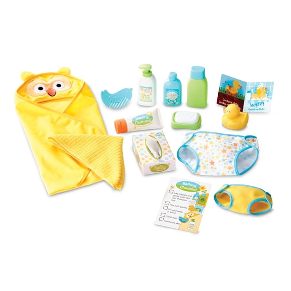 Melissa & Doug Mine to Love Changing & Bathtime Play Set for Dolls – Diapers, Pretend Shampoo,Wipes, Towel,  More (19 pcs)