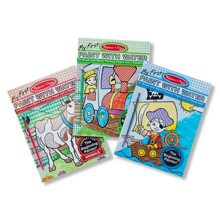 Melissa & Doug My First Paint With Water Activity Books Set - Animals, Vehicles, and Pirates