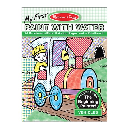 Melissa & Doug My First Paint With Water Coloring Book - Vehicles (24 Painting Pages) - FSC Certified