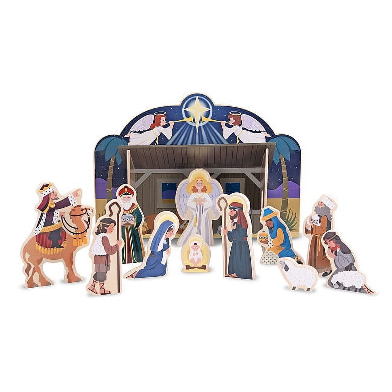Child-Friendly Wooden Nativity Set with Stable and Figures